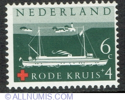6 + 4 Cents 1957 - Red Cross - Holiday Ship