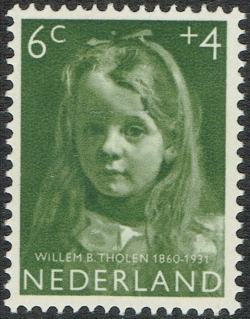 Image #1 of 6 + 4 Cents 1957 - W.B. Tholen - Portrait of a Girl