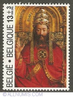 13 + 3 Francs 1986 - Jan and Hubert Van Eyck - The Adoration of the Mystic Lamb - Fragment