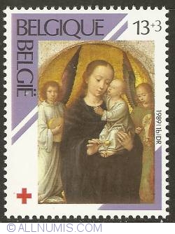 Image #1 of 13 + 3 Francs 1989 - Red Cross- G. David - Virgin and Child