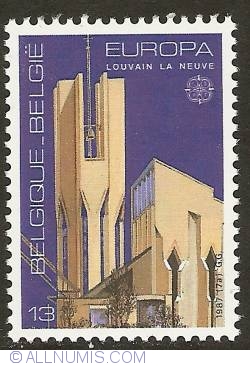 13 Francs 1987 - Church Saint-François of Louvain-la-Neuve