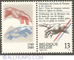 13 Francs 1989 - 200th Anniversary of the Declaration of the Rights of Man and of the Citizen (with Tab)