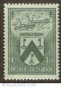 Image #1 of 1,35 + 1,15 Francs 1946 - City of Oostende