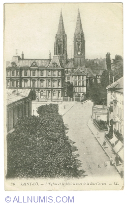Saint-Lô - Church and Town Hall (1918)