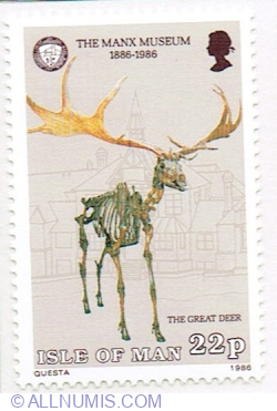 22 Pence 1986 - Skeleton of Great Deer - Irish Elk (Megalocerus giganteus)