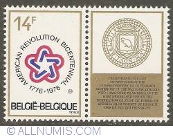 14 Francs 1976 - Bicentennial of American Revolution (with tab)