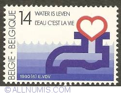 Image #1 of 14 Francs 1990 - 75th Anniversary of National Society for Water Distribution