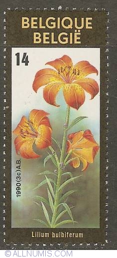 Image #1 of 14 Francs 1990 - Floralies of Ghent - Lilium Bulbiferum
