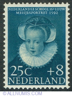 25 + 8 Cents 1956 - "Portrait of Eechje Pieters" by unknown painter