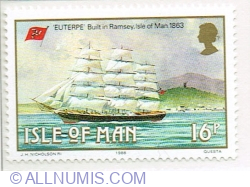 16 Pence 1988 - "Euterpe" (full-rigged ship) off Ramsey, 1863