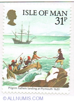 31 Pence 1986 - Pilgrim Fathers landing at Plymouth, 1620