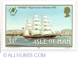 31 Pence 1988 - "Ramsey" (full-rigged ship) off Brisbane, 1870