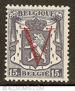 Image #1 of 15 Centimes with red V overprint 1944