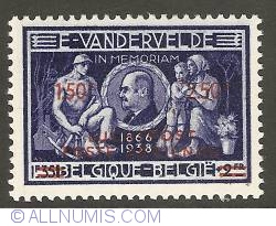 Image #1 of 1,50 + 2,50 Francs 1947 - Emile Vandervelde - Airmail with overprint (Dutch version)