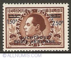 Image #1 of 1,50 + 2,50 Francs 1947 -François Bovesse - Airmail with overprint (Dutch version)