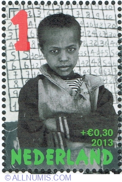 1° + 0.30 Euro 2013 - Boy and school board
