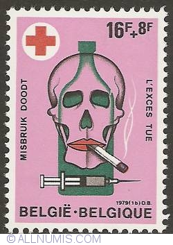 Image #1 of 16 + 8 Francs 1979 - Red Cross - Addictions