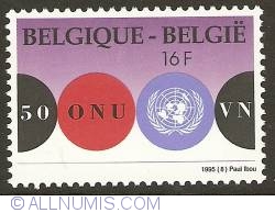 Image #1 of 16 Francs 1995 - 50th Anniversary of U.N.O.
