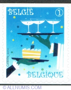 "1" 2010 - Party Stamp - Champagne and Cake