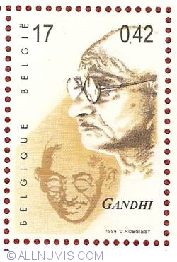 Image #1 of 17 Francs / 0.42 Euro 1999 - Mahatma Gandhi