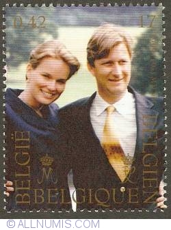 Image #1 of 17 Francs - 0.42 Euro 1999 - Princely Marriage