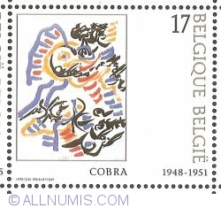 Image #1 of 17 Francs 1998 - Cobra - Karel Appel and Christian Dotremont - Ecriture noire melée des couleurs...