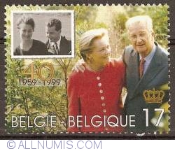 Image #1 of 17 Francs 1999 - 40th Anniversary of the Royal Couple