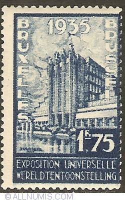Image #1 of 1,75 Francs 1934 - World Expo '35 Brussels - Centenaire Expo Halls
