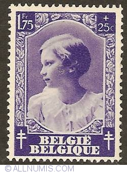 Image #1 of 1,75 Francs + 25 Centimes 1937 - Princess Joséphine-Charlotte