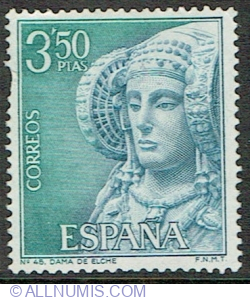 Image #1 of 3.50 Pesetas 1969 - The Lady of Elche (sculpture)