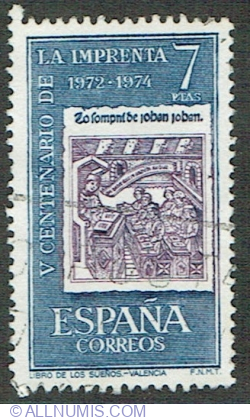 Image #1 of 7 Pesetas 1973 - 500th Anniversary of Spanish Printing