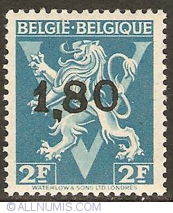 Image #1 of 1,80 overprint 1946 on 2 Francs BELGIE-BELGIQUE