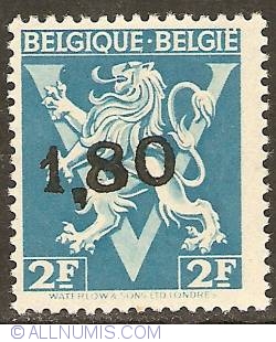 Image #1 of 1,80 overprint 1946 on 2 Francs BELGIQUE-BELGIE