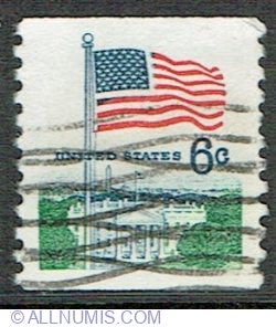 6 Cents 1969 - Flag and White House