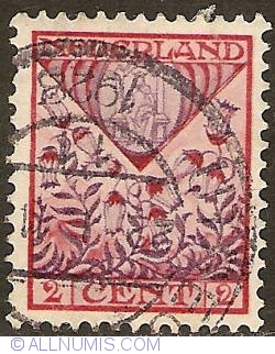 2 + 2 Cent 1927 - Shield of Drenthe with hayflowers