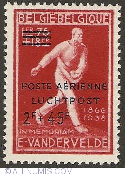 Image #1 of 2 + 45 Francs 1947 - Emile Vandervelde - Airmail with overprint (French version)