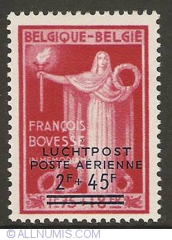 Image #1 of 2 + 45 Francs 1947 -François Bovesse - Airmail with overprint (Dutch version)