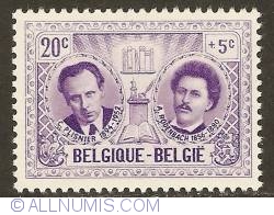 20 + 5 Centimes 1957 - Charles Plisnier and Albrecht Rodenbach