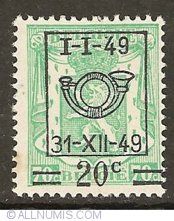 20 Centimes overprint on 70 Centimes 1949