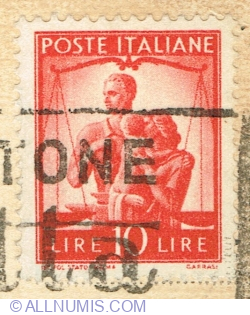 Image #1 of 10 Lire 1947 - Pair with girls and scales of justice