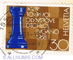 30 Centimes 1968 - Chess Olympiade Lugano