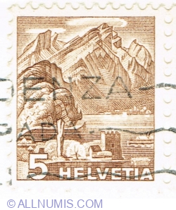 Image #1 of 5 Centimes 1948 - Pilatus Mountain viewed from Stansstad