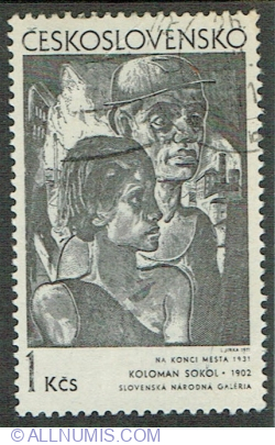 1 Koruna 1971 - At the Edge of Town, by Koloman Sokol (1931)