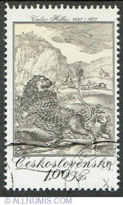 1 Koruna 1975 - The Lion and the Mouse, by Vaclav Hollar (1665)