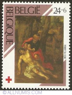 Image #1 of 24 + 6 Francs 1989 - Red Cross- Denis Van Alsloot - The Good Samaritan