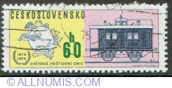 60 Haler 1974 - UPU Emblem and Railroad mail coach, 1851