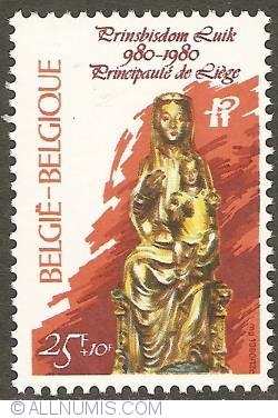 Image #1 of 25 + 10 Francs 1980 - Millennium of the Prince-Bishopry of Liège - Sedes Sapientia