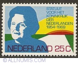 Image #1 of 25 Cent 1969 - 15 Years Statute of the Kingdom of the Netherlands