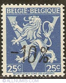 25 Centimes 1946 BELGIE-BELGIQUE with overprint -10%
