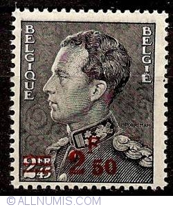2,50 overprint on 2,45 Francs 1938 - King Leopold III